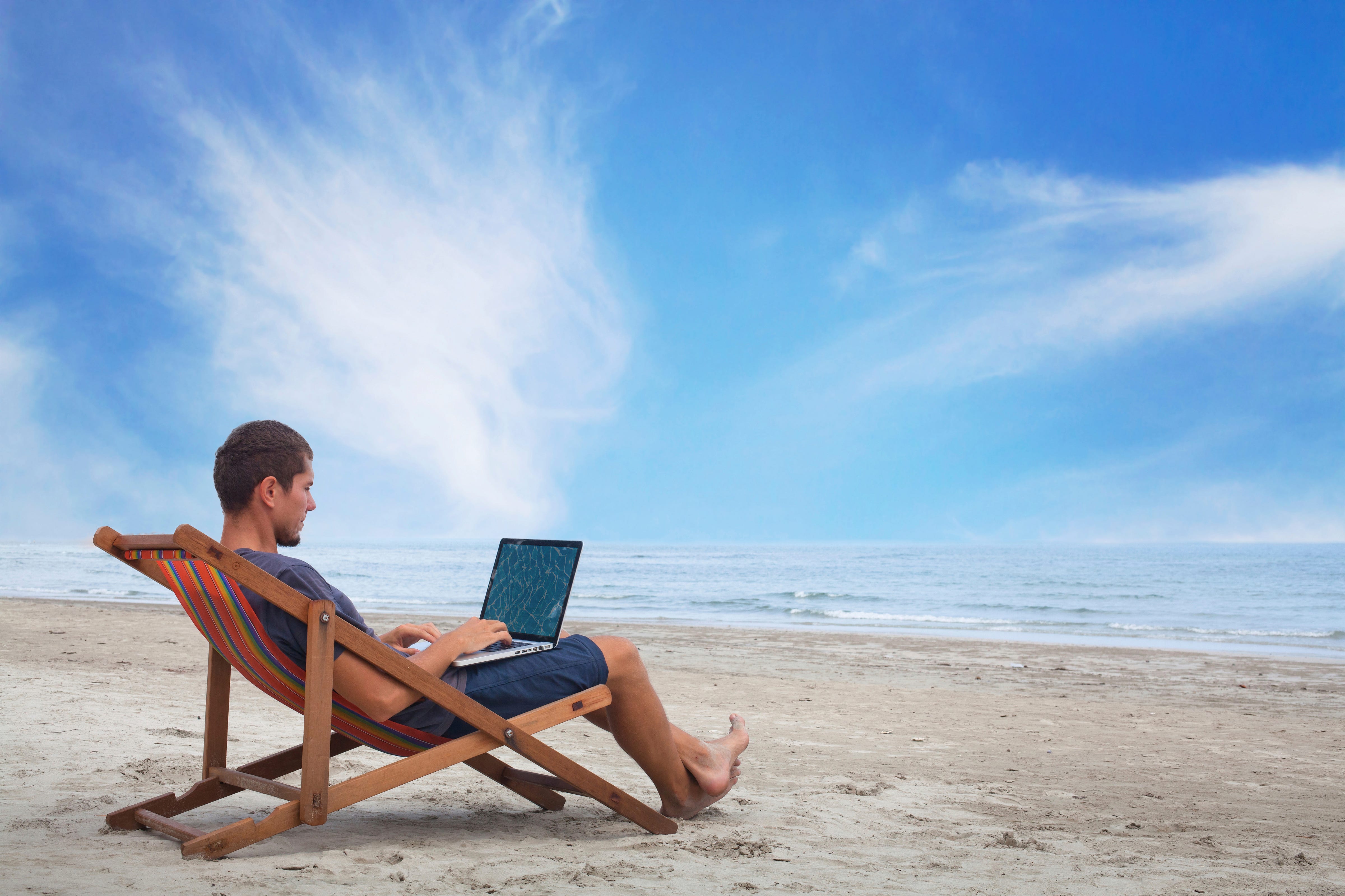 Beach working scene